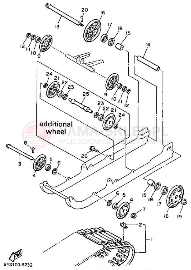 Schemat "Zawieszenie gąsiennicy" do Yamaha ENTICER 340 ET340K