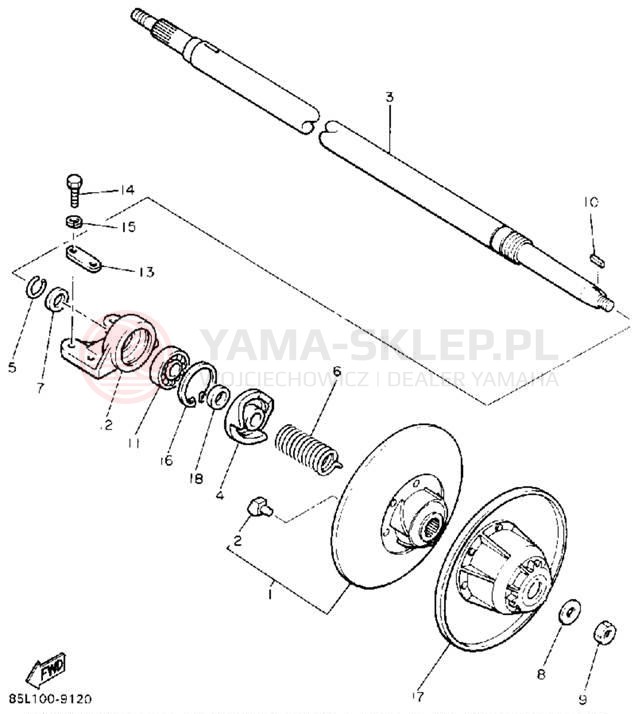 Schemat "Przeniesienie napędu" do Yamaha OVATION LE CS340ET