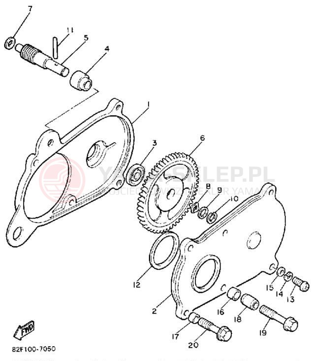 Schemat "PUMP DRIVE - GEAR" do Yamaha BRAVO T (LONG TRACK) BR250TM