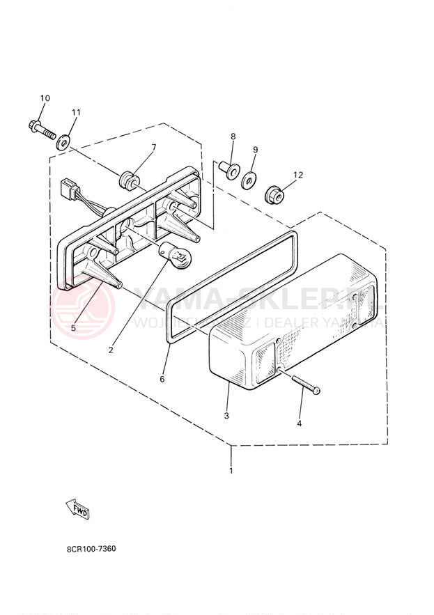 Schemat "lampa tył" do Yamaha V-MAX 500 VX500F