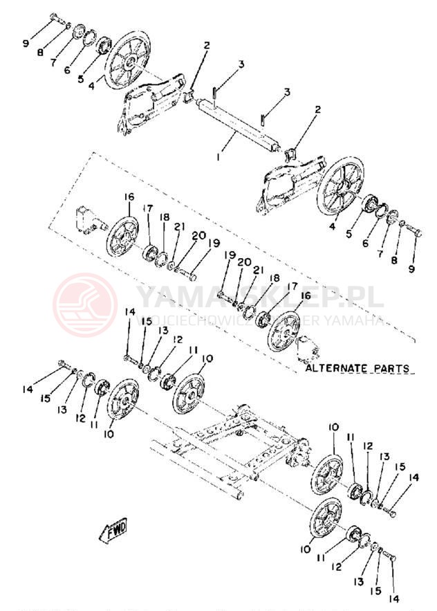 Schemat "Tylna ośka i koło" do Yamaha GS340A