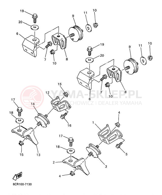 Schemat "Mocowanie silnika" do Yamaha VENTURE 600 VT600A/VT500A