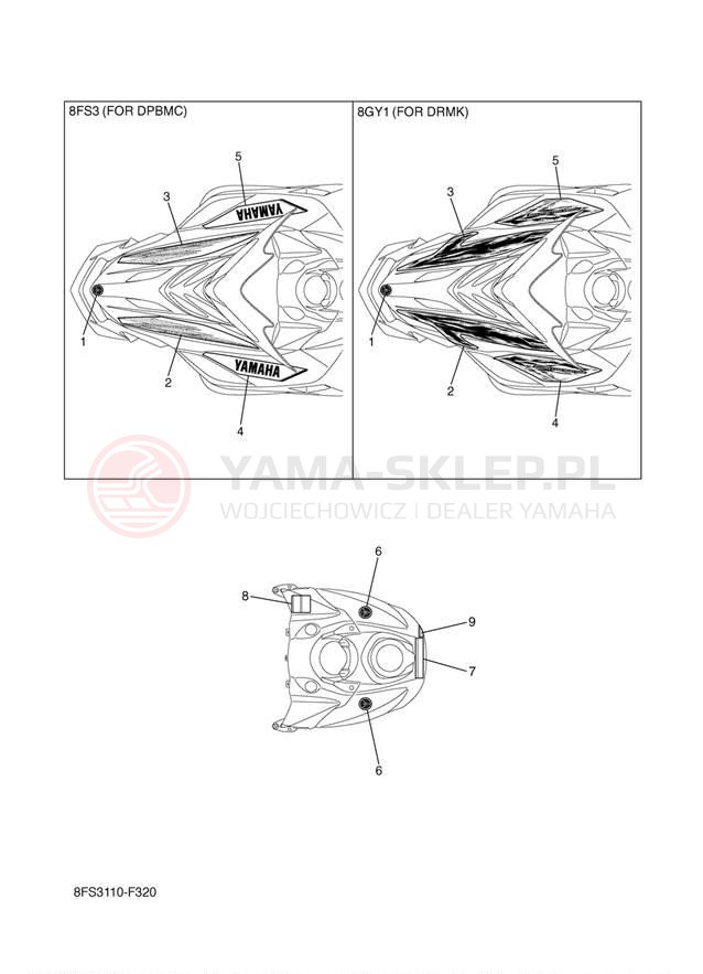 Schemat "naklejki" do Yamaha APEX MOUNTAIN RX10MW/RX10MSW