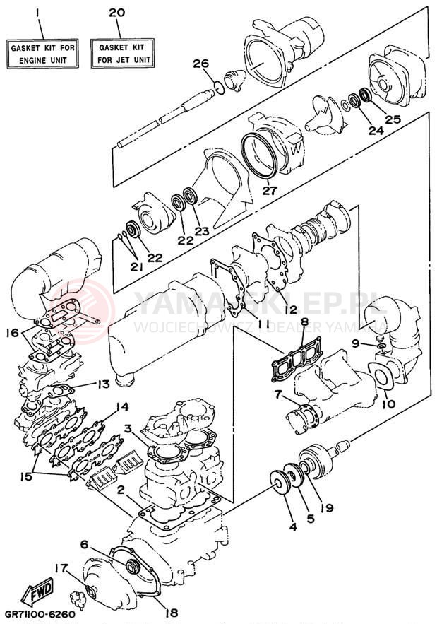 Schemat "Zestaw naprawczy" do Yamaha SUPER JET SJ700AX