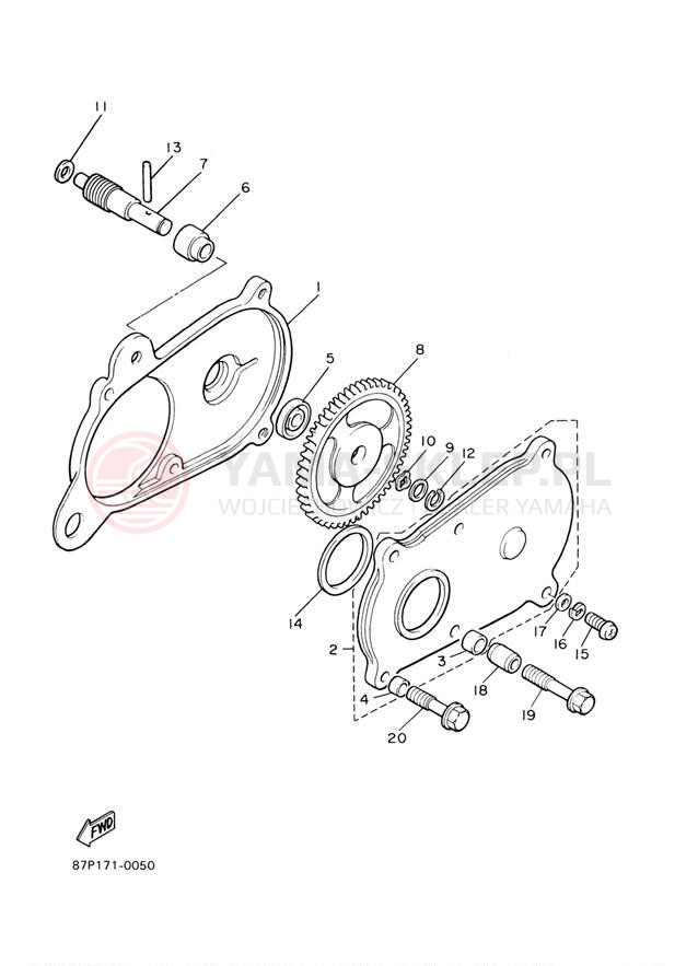 Schemat "przeniesienie napędu" do Yamaha BR250TF