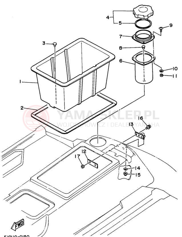 Schemat "HULL & DECK" do Yamaha WAVE RUNNER III WRA650U