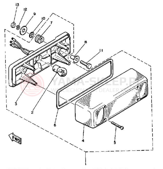 Schemat "Oświetlenie tył" do Yamaha SR540F