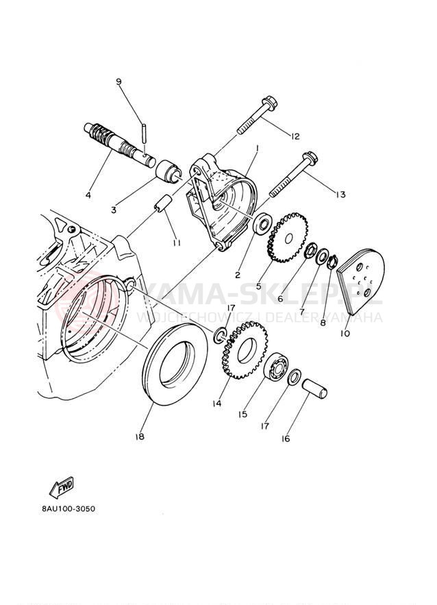Schemat "przeniesienie napędu" do Yamaha VK540 III VK540EF