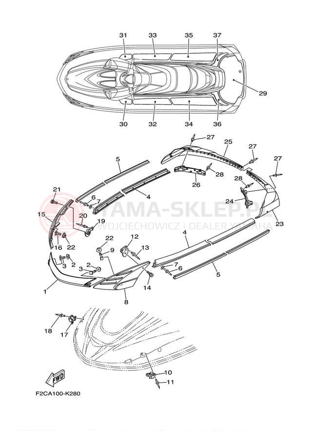 Schemat "GUNWALE - MAT" do Yamaha WAVERUNNER FZS GX1800AL