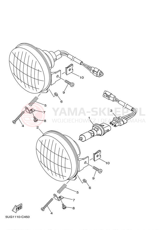 Schemat "Lampa przód" do Yamaha RHINO 450 4WD YXR45FAVGR
