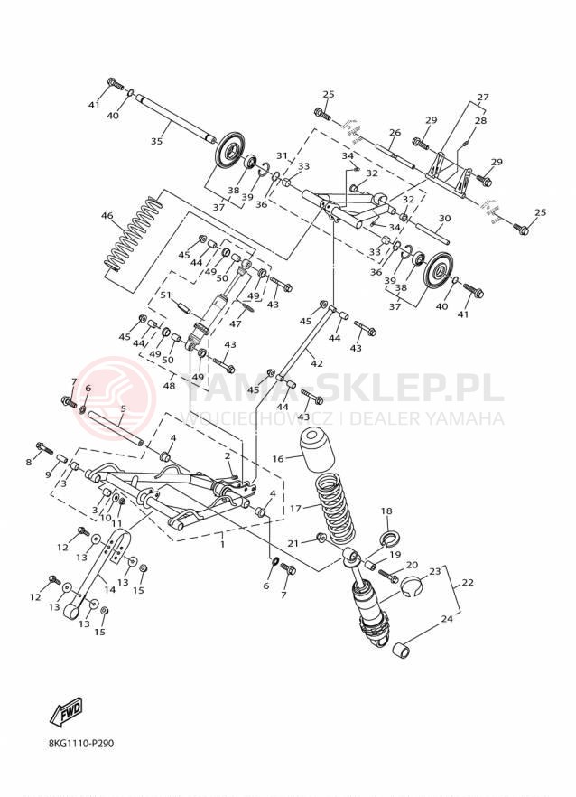Schemat "Zawieszenie gąsiennicy" do Yamaha SRVIPER M TX 153 SR10M53FB