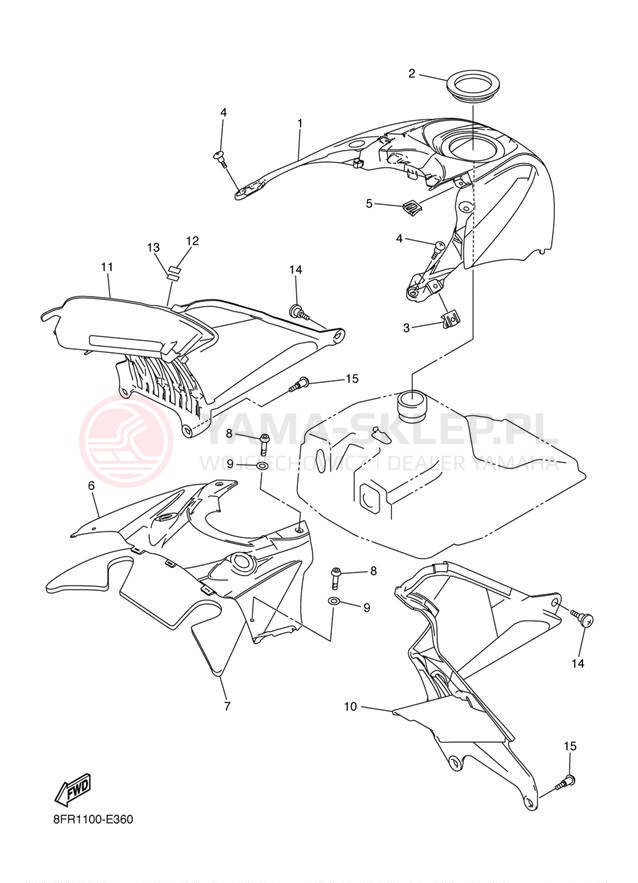Schemat "INSTRUMENT PANEL" do Yamaha ATTAK RXW10L