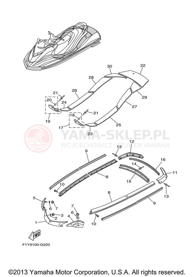 Schemat "GUNWALE - MAT" do Yamaha FX1000AG