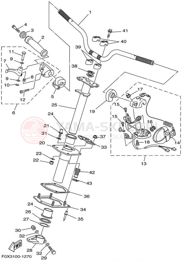 Schemat "Kierownica i osprzęt" do Yamaha GP800R GP800AZ