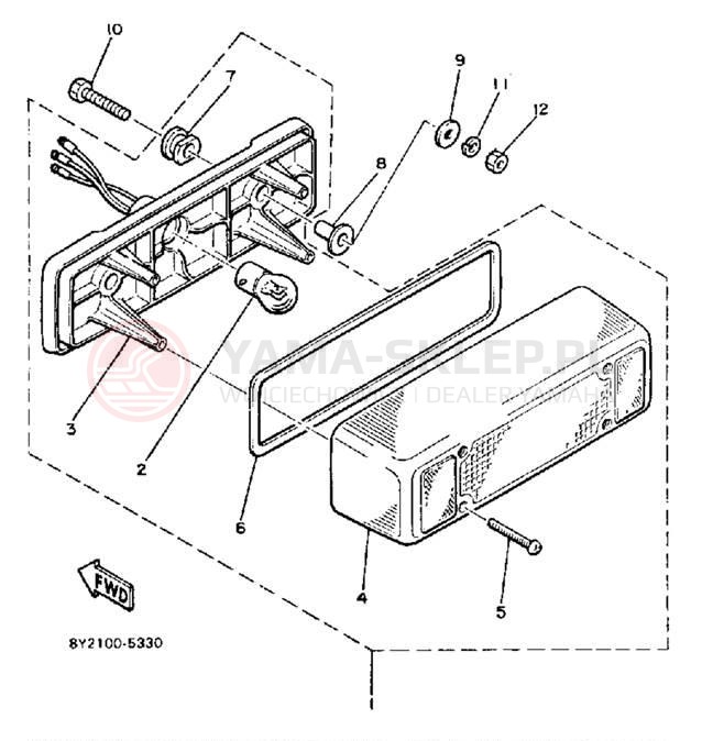 Schemat "lampa tył" do Yamaha EXCEL III EC340K