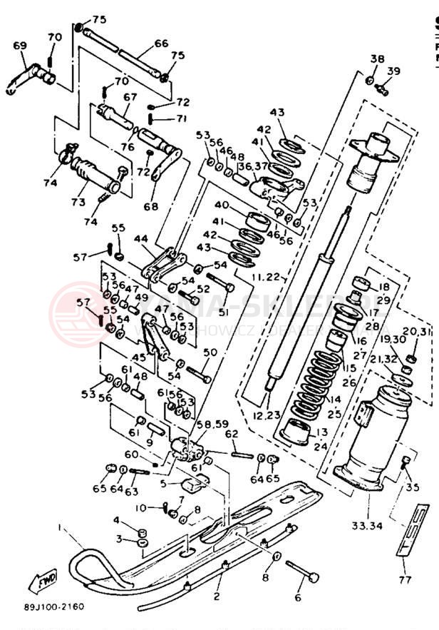 Schemat "płozy" do Yamaha EXCITER II EX570S