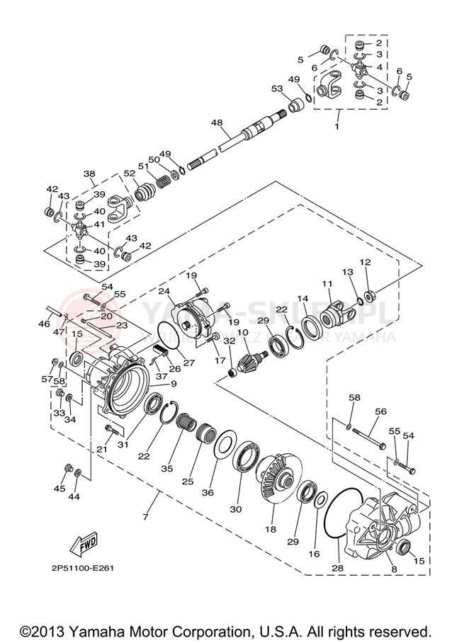 Schemat "Wał napędowy przód" do Yamaha RHINO 450 HUNTER YXR45FHX