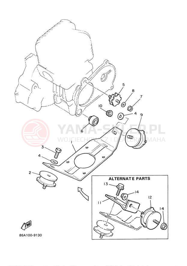 Schemat "Mocowanie silnika" do Yamaha BRAVO LT BR250TD