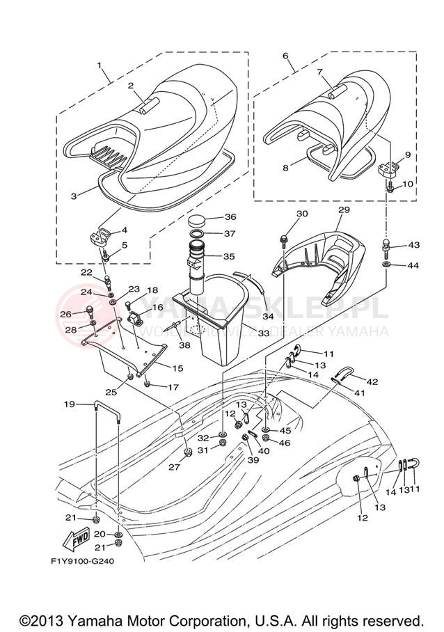 Schemat "Siedzenie i schowek" do Yamaha FX1000G