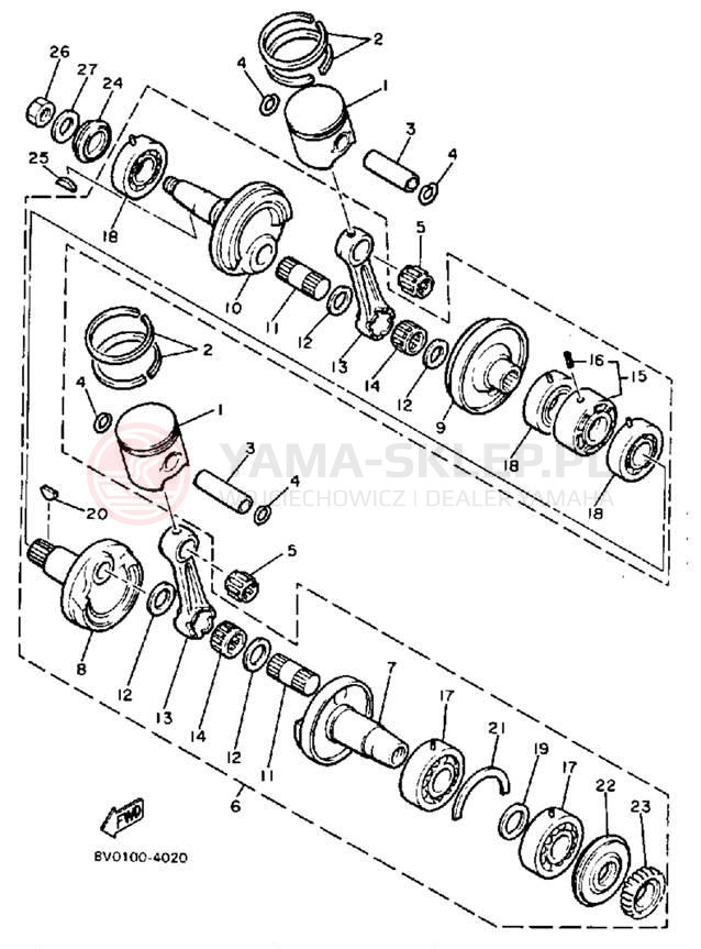 Schemat "Wał korbowy, tłok" do Yamaha PHAZER PZ480K