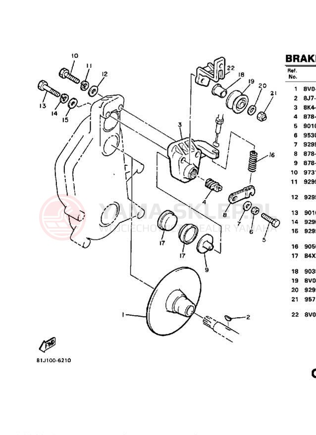 Schemat "hamulec" do Yamaha PZ480EK