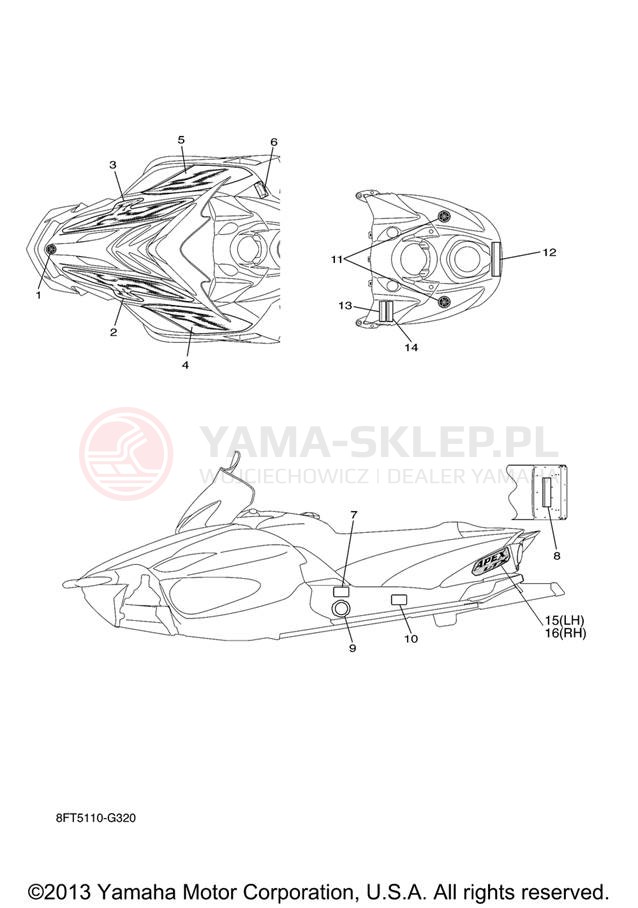 Schemat "naklejki" do Yamaha APEX LTX RX10LTXB
