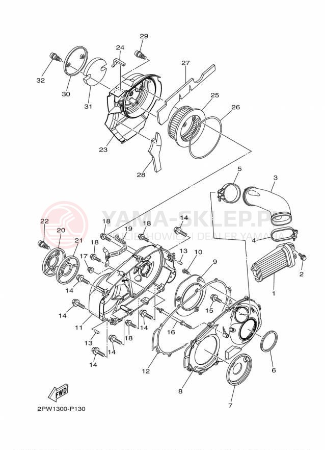 Schemat "Pokrywa silnika" do Yamaha TMAX XP500F