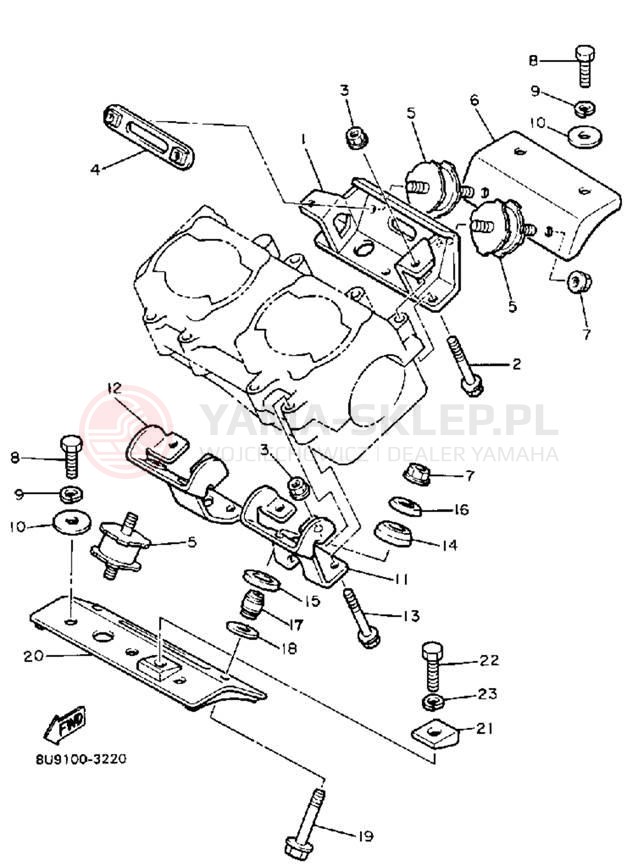 Schemat "Mocowanie silnika" do Yamaha V-MAX VMX540J