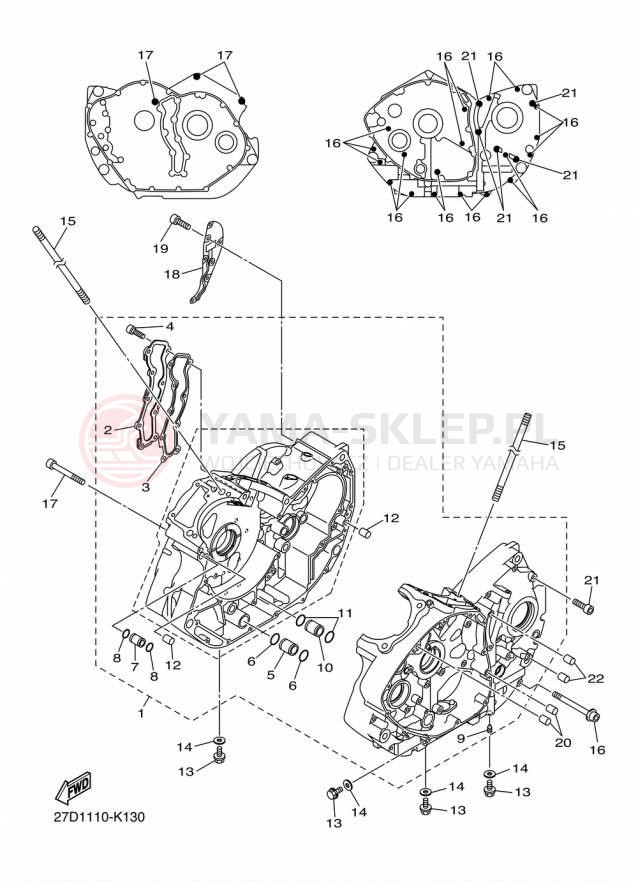 Schemat "Obudowa silnika" do Yamaha V STAR 1300 XVS13AFCS/XVS13AFS