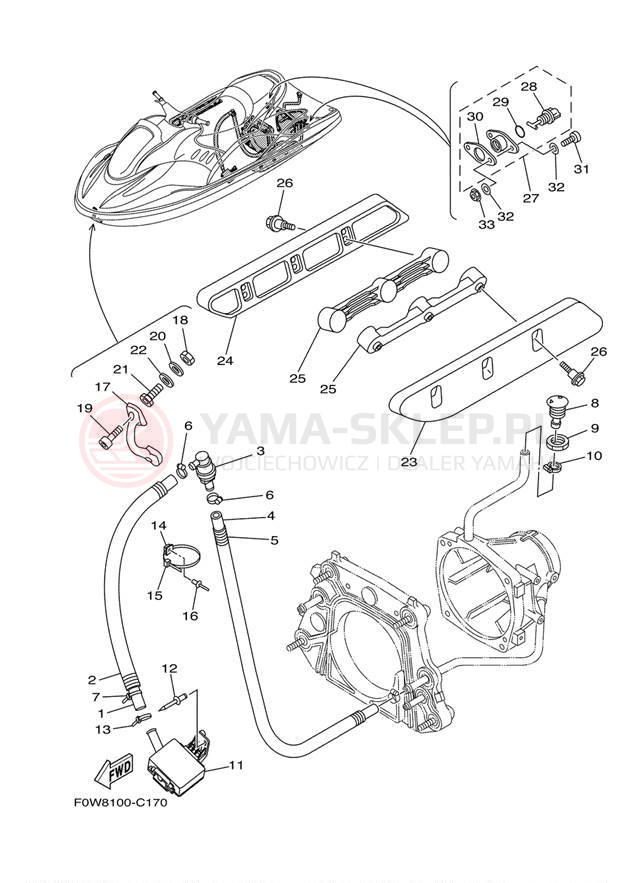Schemat "HULL & DECK" do Yamaha GP800R GP800AC