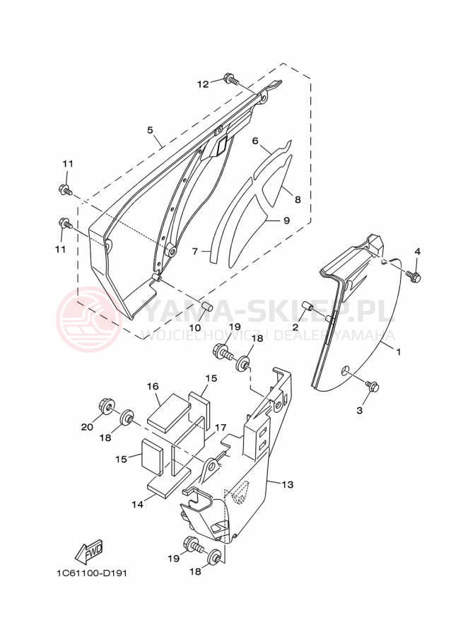 Schemat "Pokrywa boczna" do Yamaha TTR230 TTR230F