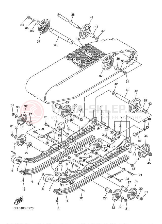 Schemat "Zawieszenie gąsiennicy" do Yamaha RAGE RSG90L