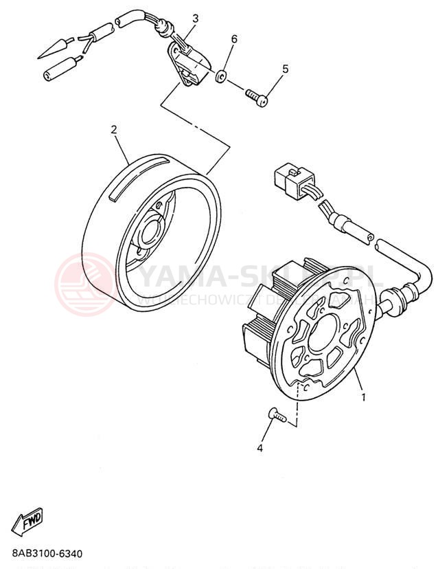 Schemat "prądnica" do Yamaha VMAX 500 VX500W
