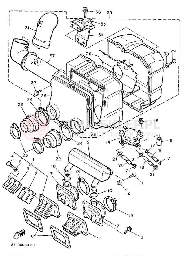 Schemat "Filtr powietrza" do Yamaha VENTURE XL VT480R