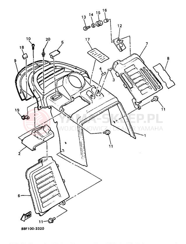 Schemat "INSTRUMENT PANEL" do Yamaha PHAZER MOUNTAIN LITE PZ480STB