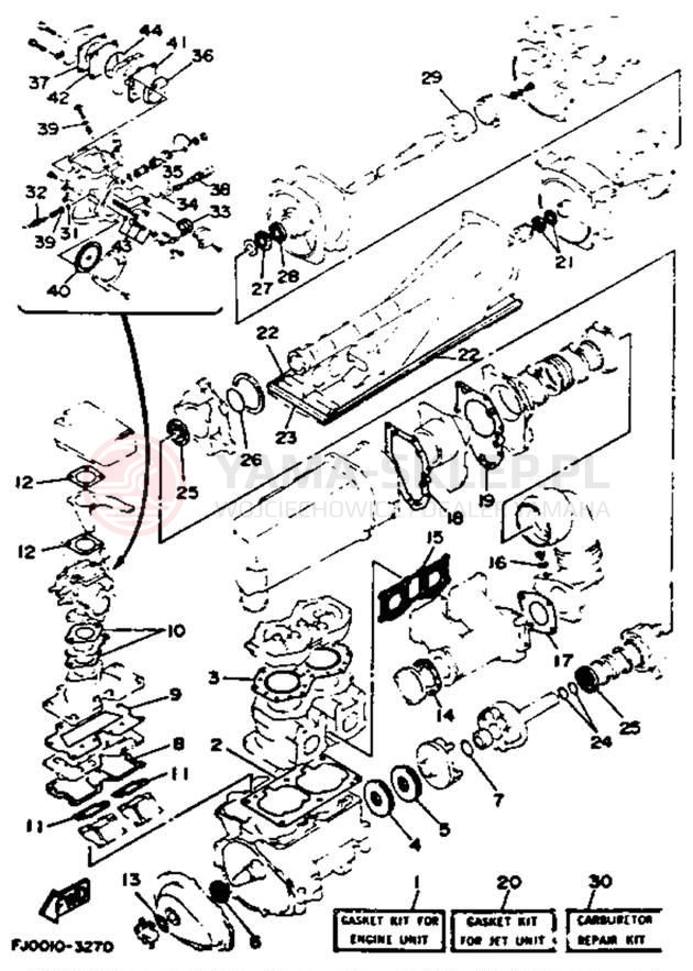 Schemat "Zestaw uszczelek" do Yamaha WAVE RUNNER III WRA650RA