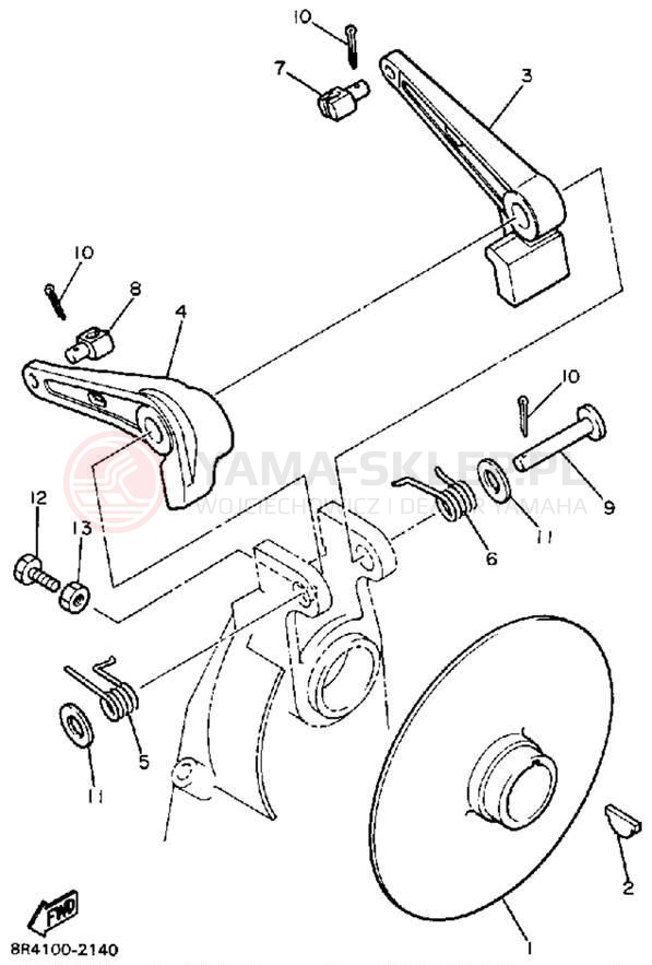 Schemat "hamulec" do Yamaha BRAVO T (LONG TRACK) BR250TN