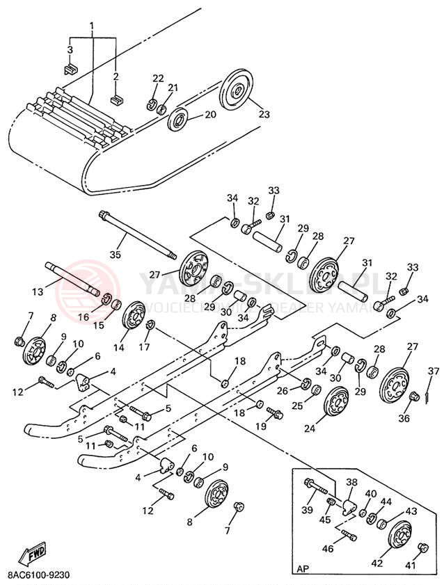 Schemat "Zawieszenie gąsiennicy" do Yamaha VK540 III VK540EC