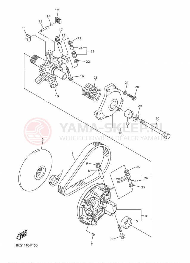 Schemat "PRIMARY SHEAVE" do Yamaha SRVIPER M TX 153 SR10M53FB