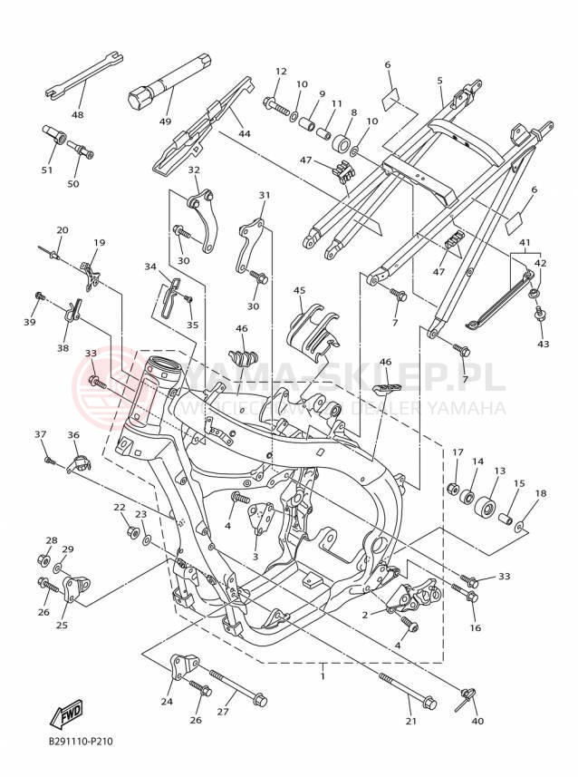 Schemat "rama" do Yamaha YZ250FX YZ250FXF