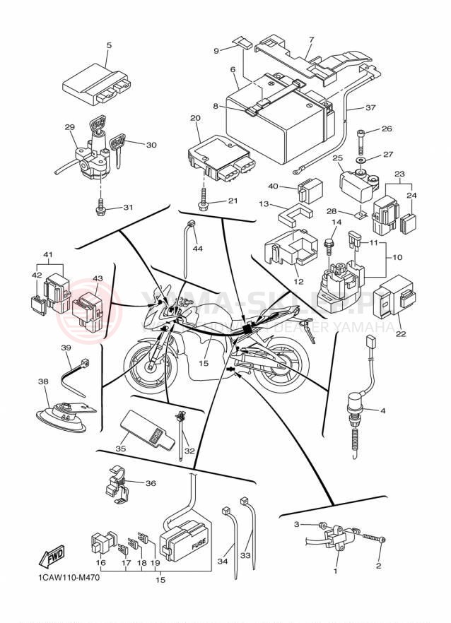 Schemat "układ elektryczny" do Yamaha FZS1 FZS10FGY/FZS10FCGY