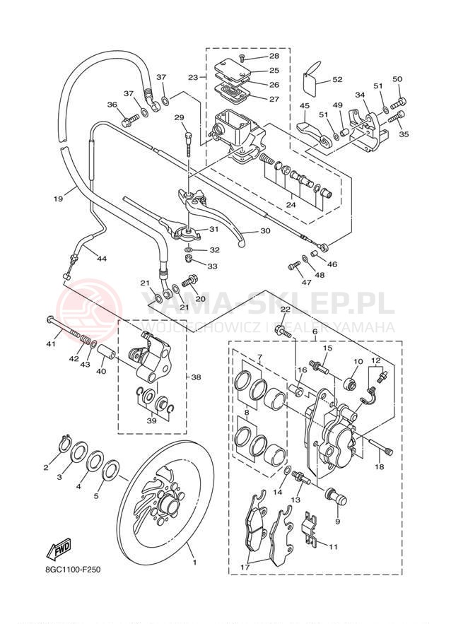 Schemat "hamulec" do Yamaha PHAZER FX PZ50FXW