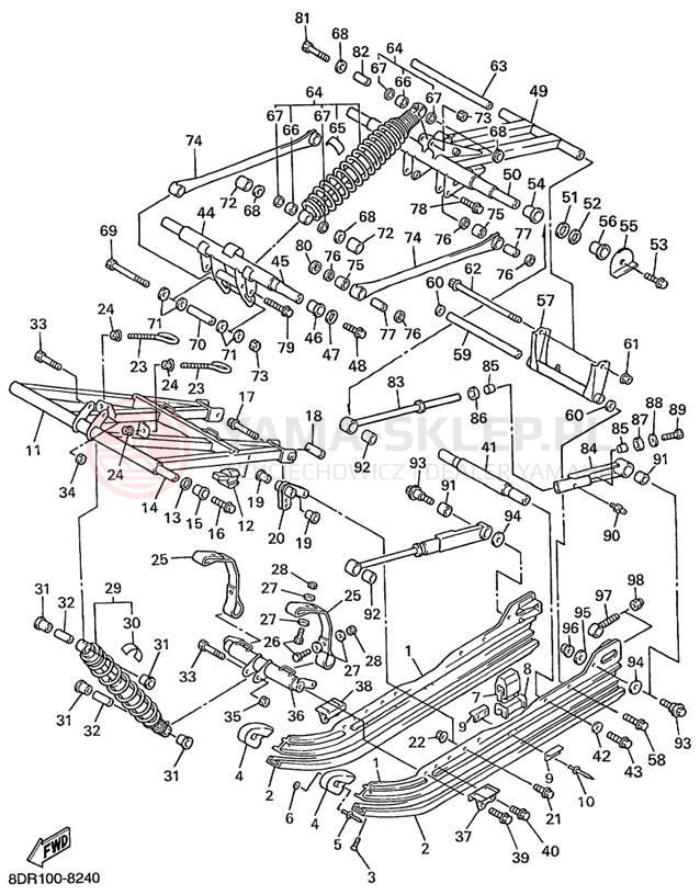 Schemat "Zawieszenie gąsiennicy" do Yamaha VMAX 500 SX VX500SXBC