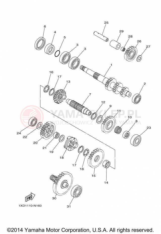 Schemat "Skrzynia biegów " do Yamaha VIKING YXM700DFL
