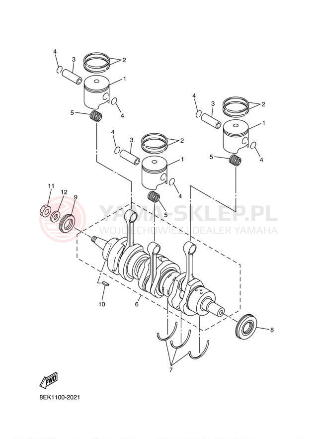 Schemat "Wał korbowy, tłok" do Yamaha SX VIPER MOUNTAIN SXV70ML