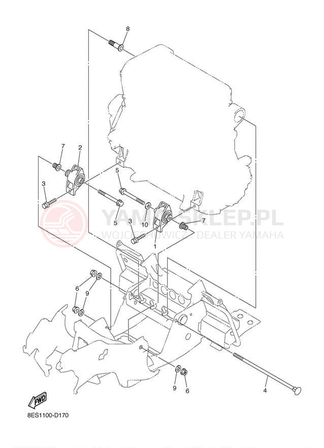 Schemat "Mocowanie silnika" do Yamaha RS Vector Mountain RS90MK