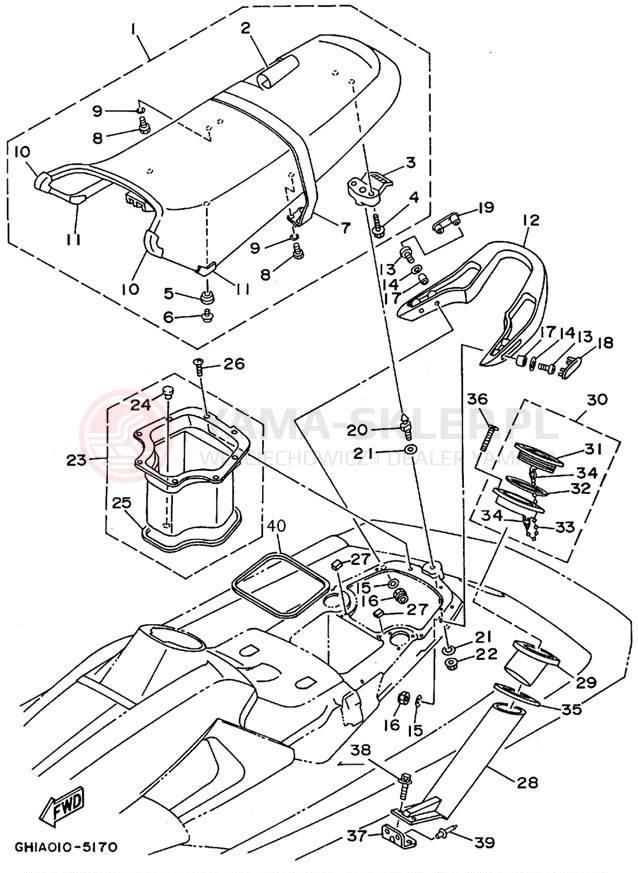 Schemat "Siedzenie i schowek" do Yamaha WAVE RAIDER RA700T