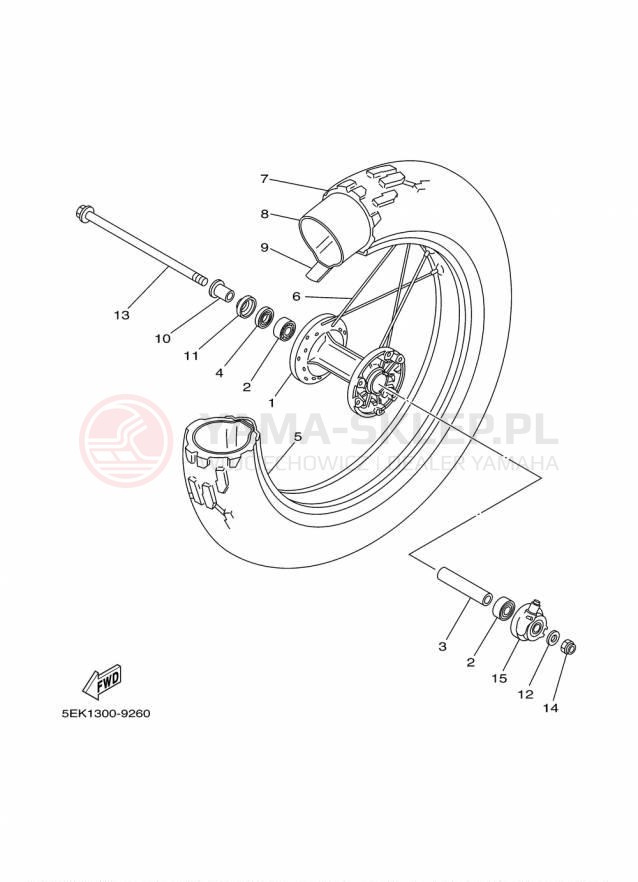 Schemat "Koło przód" do Yamaha TW200 TW200F1/TW200F1C