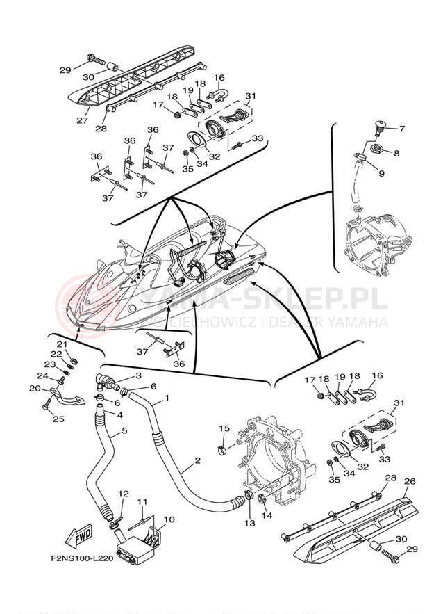 Schemat "HULL & DECK" do Yamaha WAVERUNNER VX SPORT VX1100CM