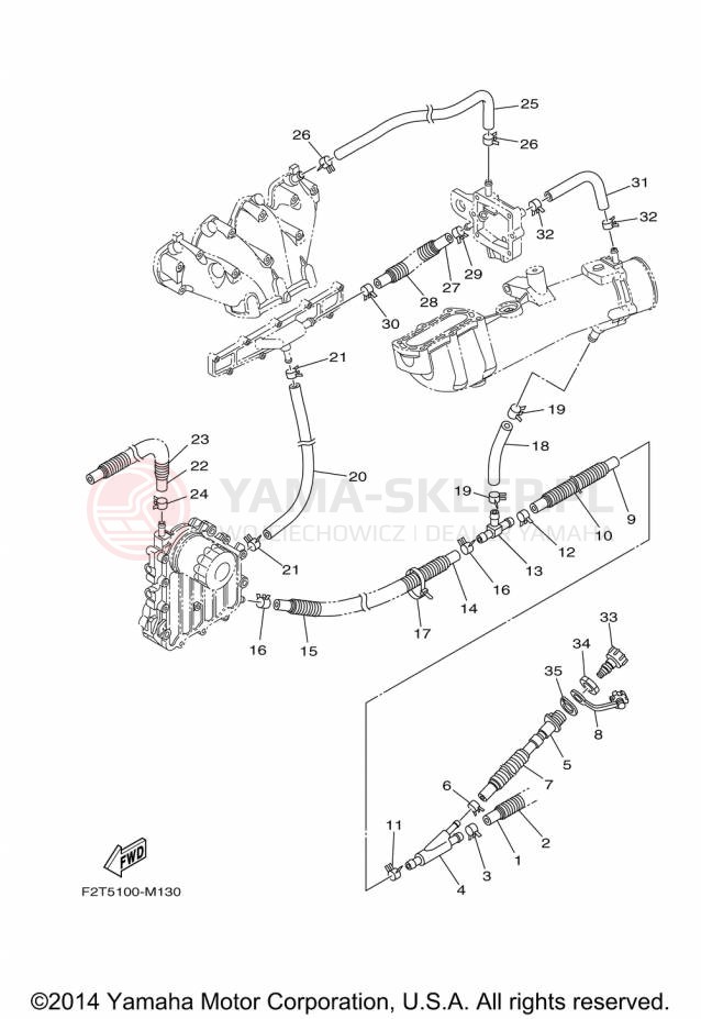 Schemat "Wydech końcowy" do Yamaha WAVERUNNER FX HO FB1800P